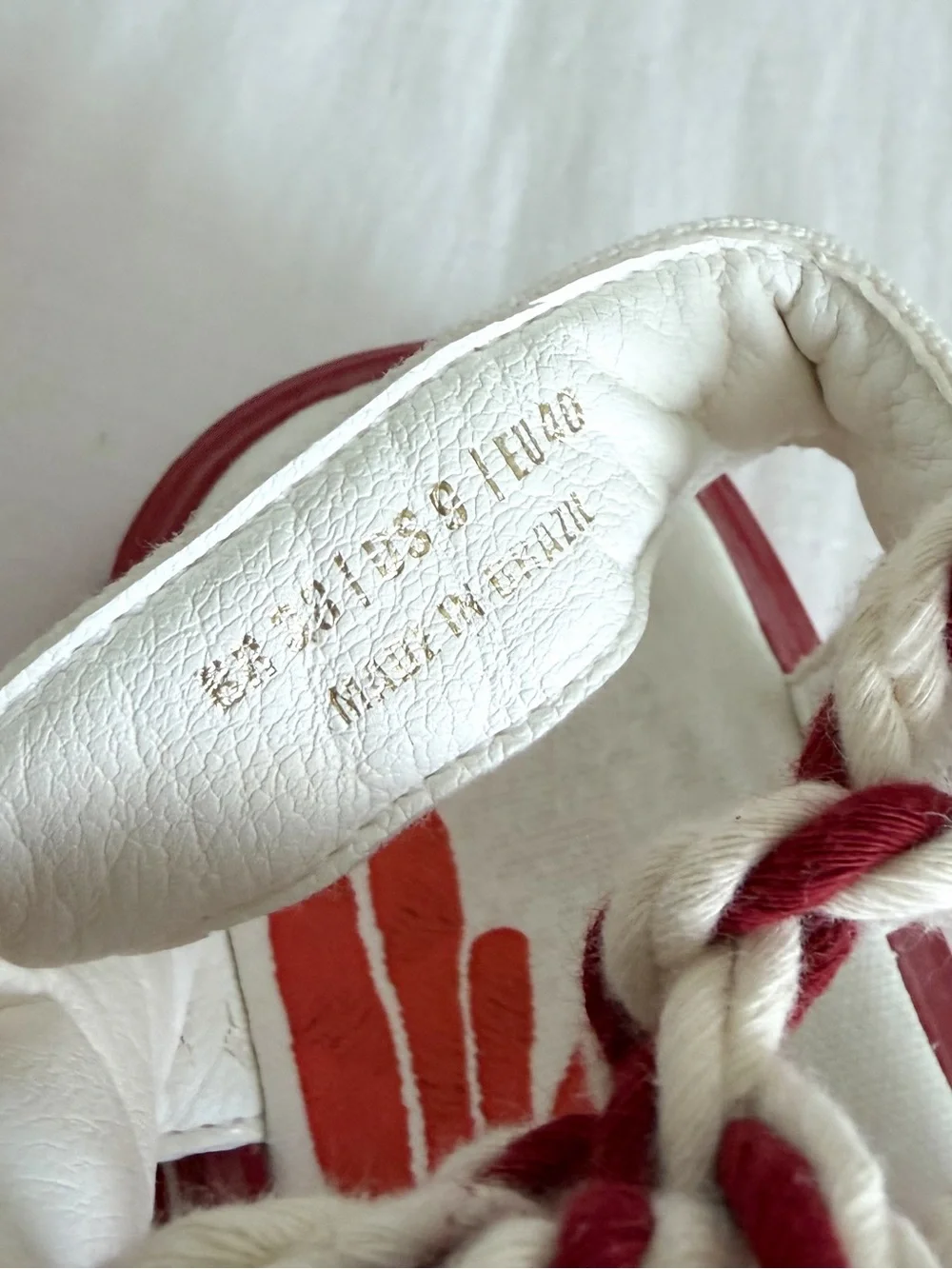 Farm Rio Red & White Embroidered Platform Sandal